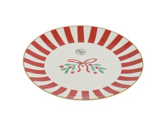 Dinerbord porselein - D26,8cm Wit/rood - afbeelding 1