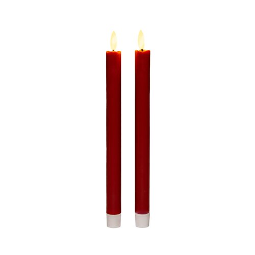 Dinerkaars 3d vlam h28cm rood 2st
