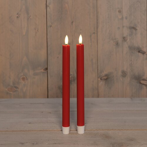 Dinerkaars 3d vlam h28cm rood 2st - afbeelding 2