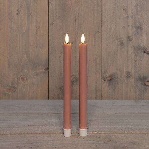 Dinerkaars 3d vlam h28cm roze 2st - afbeelding 2