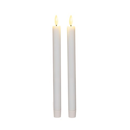 Dinerkaars 3d vlam h28cm wit 2st