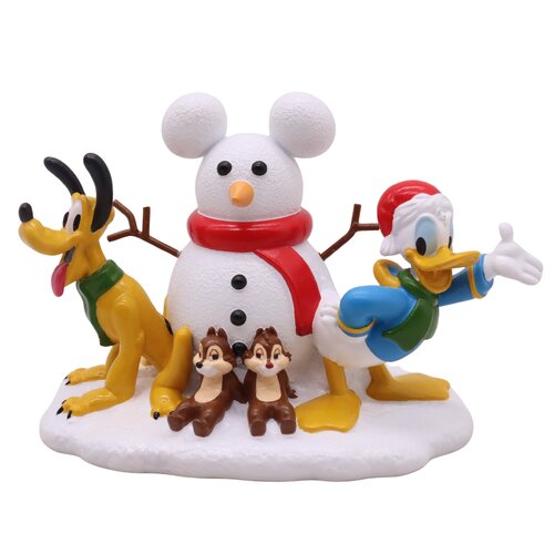 Disney kerstbeeldje Donald, Pluto, Chip & Dale sneeuwpop resin - 10 x 7 x 15 cm