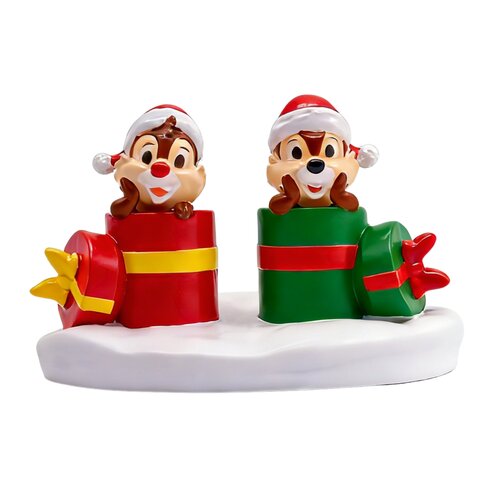 Disney kerstbeeldje in sneeuw Chip & Dale resin - D 5 x H 8 cm