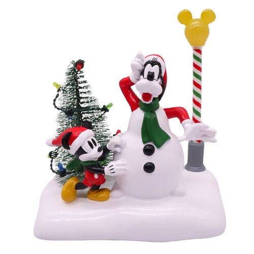 Disney kerstbeeldje Mickey & Goofy sneeuwpop resin - 10 x 7 x 15 cm