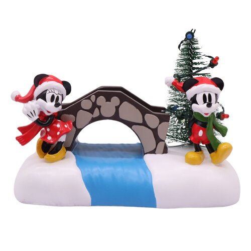 Disney kerstbeeldje Mickey & Minnie in park resin - 10 x 15 x 15 cm