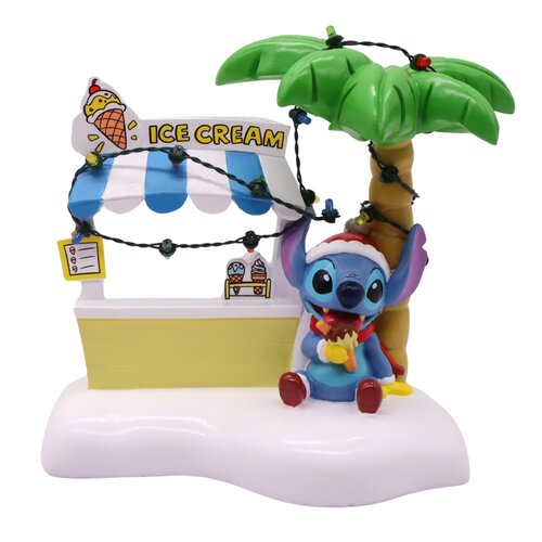 Disney kerstbeeldje Stitch ijskraam resin - 10 x 15 x 15 cm