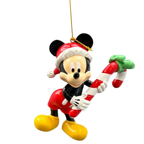Disney kerstornament Mickey candy cane resin - 4,5 x 6 x 9 cm