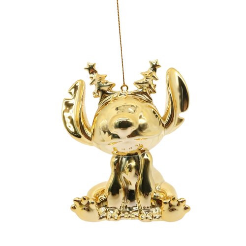 Disney kerstornament Stitch hoofdband goud resin 10.5 cm