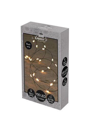 Draadverlichting 100led 5m zwart ww - afbeelding 1
