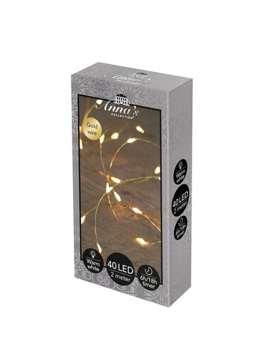 Draadverlichting 40led 2m goud ww - afbeelding 1