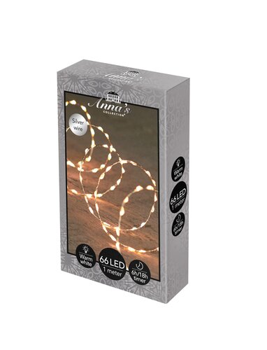 Draadverlichting 66led 1m zilver ww - afbeelding 1