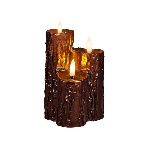 Druipkaars 3x3d vlam 16.5x11cm brns