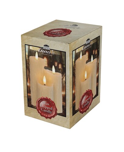 Druipkaars 3x3d vlam 16.5x11cm ivr - afbeelding 2