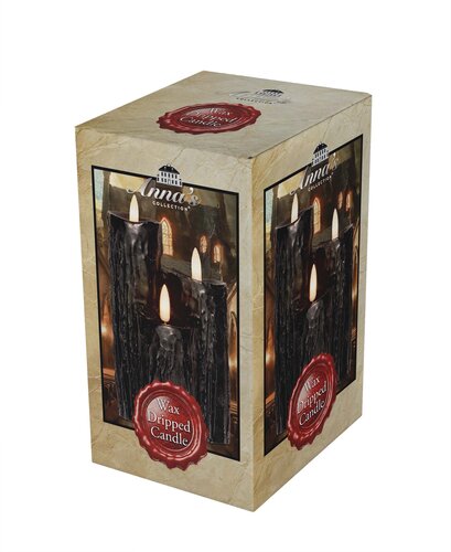 Druipkaars 3x3d vlam 16.5x11cm zwt - afbeelding 2