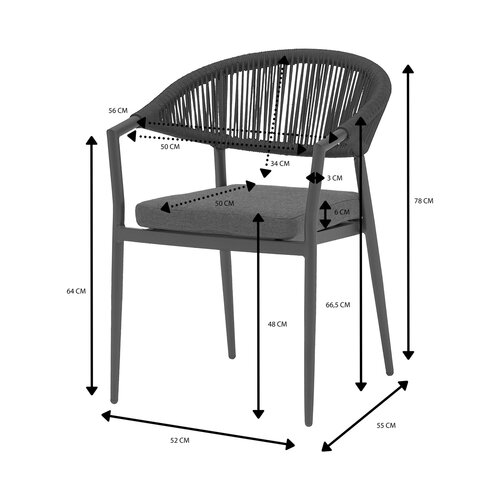 Ease Up® Bo dining stoel zwart - afbeelding 3