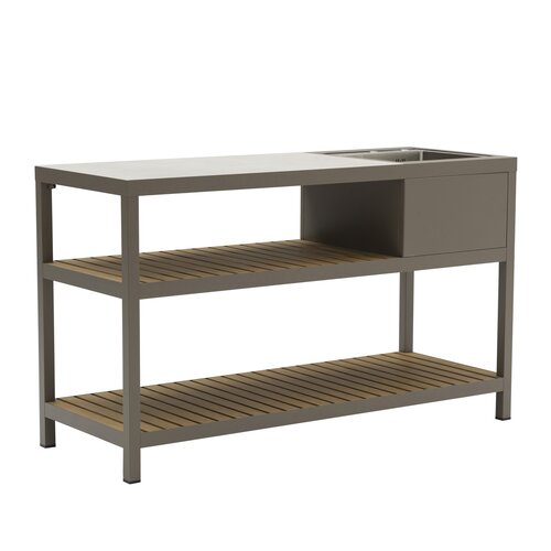 Ease Up® Bolzano buitenkeuken kast met spoelbak 2-laags 160 x 60 x H95cm espresso - afbeelding 1