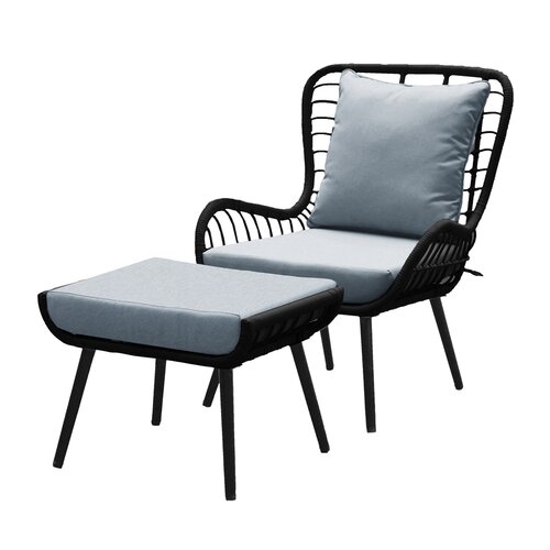 Ease Up Cocoon vlinderstoel met voetensteun zwart - afbeelding 1