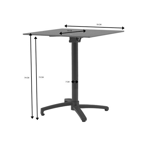 Ease Up® Malmö bistrotafel 70 x 70 cm zwart inklapbaar - afbeelding 4