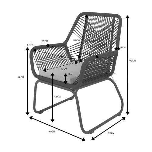 Ease Up® Napoli dining stoel zwart - afbeelding 3