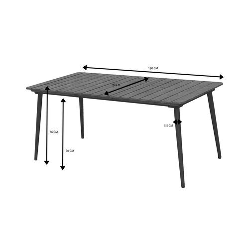 Ease Up® Napoli dining tafel L 180 x B 90 x H 76 cm zwart - afbeelding 4
