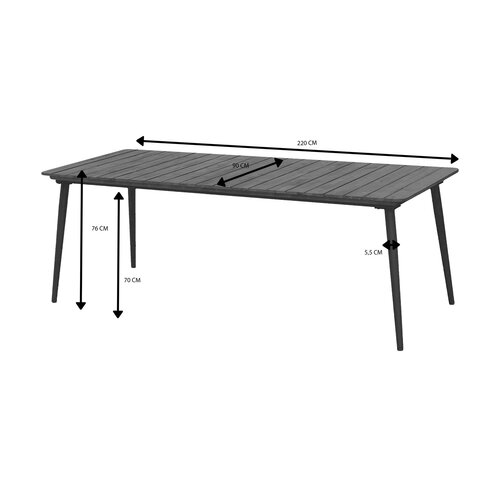 Ease Up® Napoli dining tafel L 220 x B 90 x H 76 cm zwart - afbeelding 4