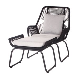 Napoli loungestoel met voetensteun zwart