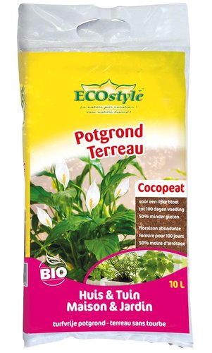 ECOstyle Potgrond (Cocopeat) Huis&Tuin 10 L