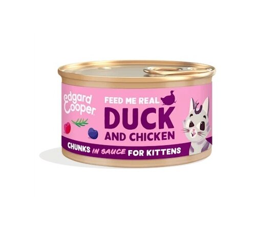 Edgard & Cooper  blikje chunks natvoer  eend & kip  Voor Kittens - 85 g
