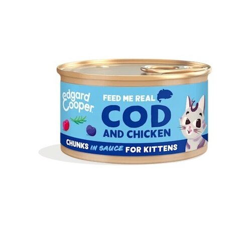 Edgard & Cooper  blikje chunks natvoer  kabeljauw & kip  Voor Kittens - 85 g