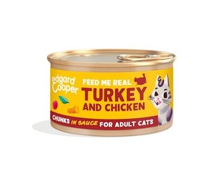 Edgard & Cooper blikje chunks natvoer kalkoen & kip Voor Volwassen Katten - 85 g