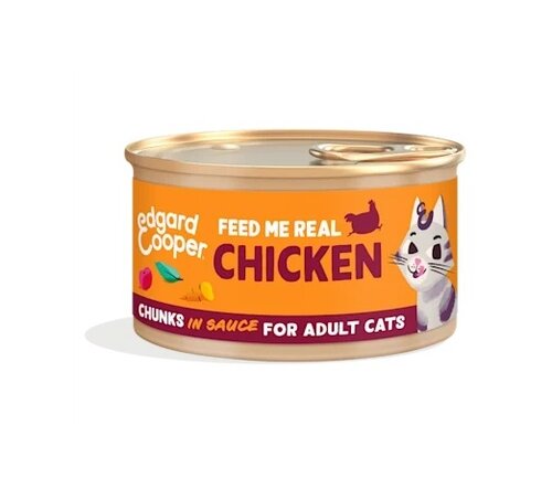 Edgard & Cooper  blikje chunks natvoer  kip  Voor Volwassen Katten - 85 g