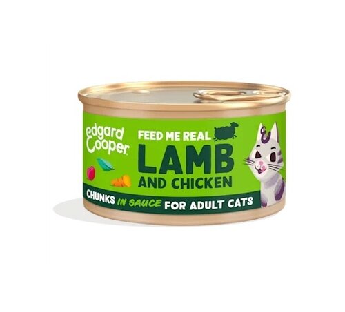 Edgard & Cooper  blikje chunks natvoer  lam & kip  Voor Volwassen Katten - 85 g
