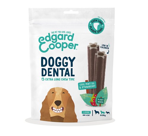 Edgard & Cooper Doggy Dental Sticks Frisse Muntolie & Aardbei medium 7 per zak - 160 g