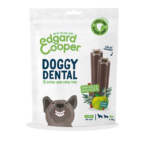 Edgard & Cooper Doggy Dental Sticks Knapperige Appel & Eucalyptusolie klein 7 per zak 105 g