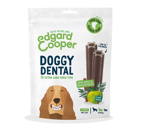 Edgard & Cooper Doggy Dental Sticks Knapperige Appel & Eucalyptusolie medium 7 per zak - 160 g
