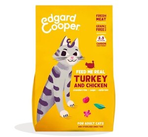 Edgard & Cooper  droogvoer  kalkoen & kip  Voor Volwassen Katten - 2 kg