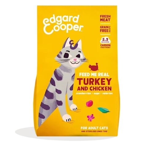 Edgard & Cooper  droogvoer  kalkoen & kip  Voor Volwassen Katten - 325 g