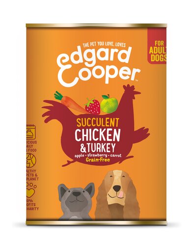 Edgard & Cooper, graanvrij blik met kip & kalkoen voor volwassen honden - 400g