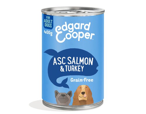 Edgard & Cooper, graanvrij blik met zalm & kalkoen voor volwassen honden - 400g - afbeelding 2