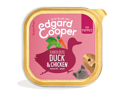 Edgard & Cooper, graanvrije kuipjes met eend & kip voor puppy's - 300g