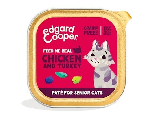 Edgard & Cooper  kuipje pate natvoer  kip & kalkoen  Voor Senior Katten - 85 g