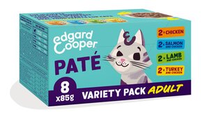 Edgard & Cooper  multipack kuipje pate natvoer  kip & zalm & kalkoen & lam  Voor Volwassen Katten 8 x 85 g