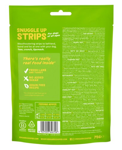 Edgard & Cooper Snuggle Up Strips Lam & Kalkoen - 75g - afbeelding 2