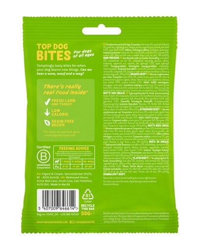 Edgard & Cooper Top Dog Bites Lam & Kalkoen Groot 50g - afbeelding 2