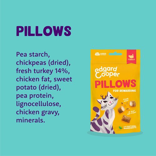 Edgard & Cooper  zakje pillows snacks  kalkoen  Voor Volwassen Katten  60 g - afbeelding 3