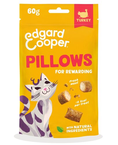 Edgard & Cooper  zakje pillows snacks  kalkoen  Voor Volwassen Katten  60 g - afbeelding 1