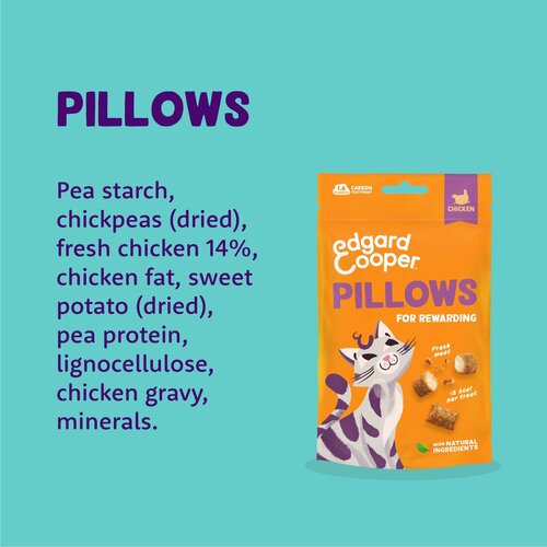 Edgard & Cooper  zakje pillows snacks  kip  Voor Volwassen Katten  60 g - afbeelding 3