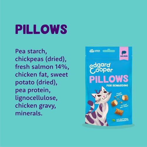 Edgard & Cooper  zakje pillows snacks  zalm  Voor Volwassen Katten  60 g - afbeelding 3