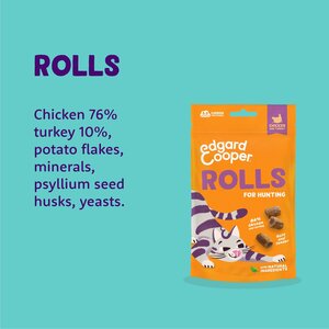 Edgard & Cooper  zakje rolls snacks  kip & kalkoen  Voor Volwassen Katten  45 g - afbeelding 3