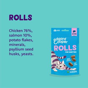 Edgard & Cooper  zakje rolls snacks  zalm & kip  Voor Volwassen Katten  45 g - afbeelding 3